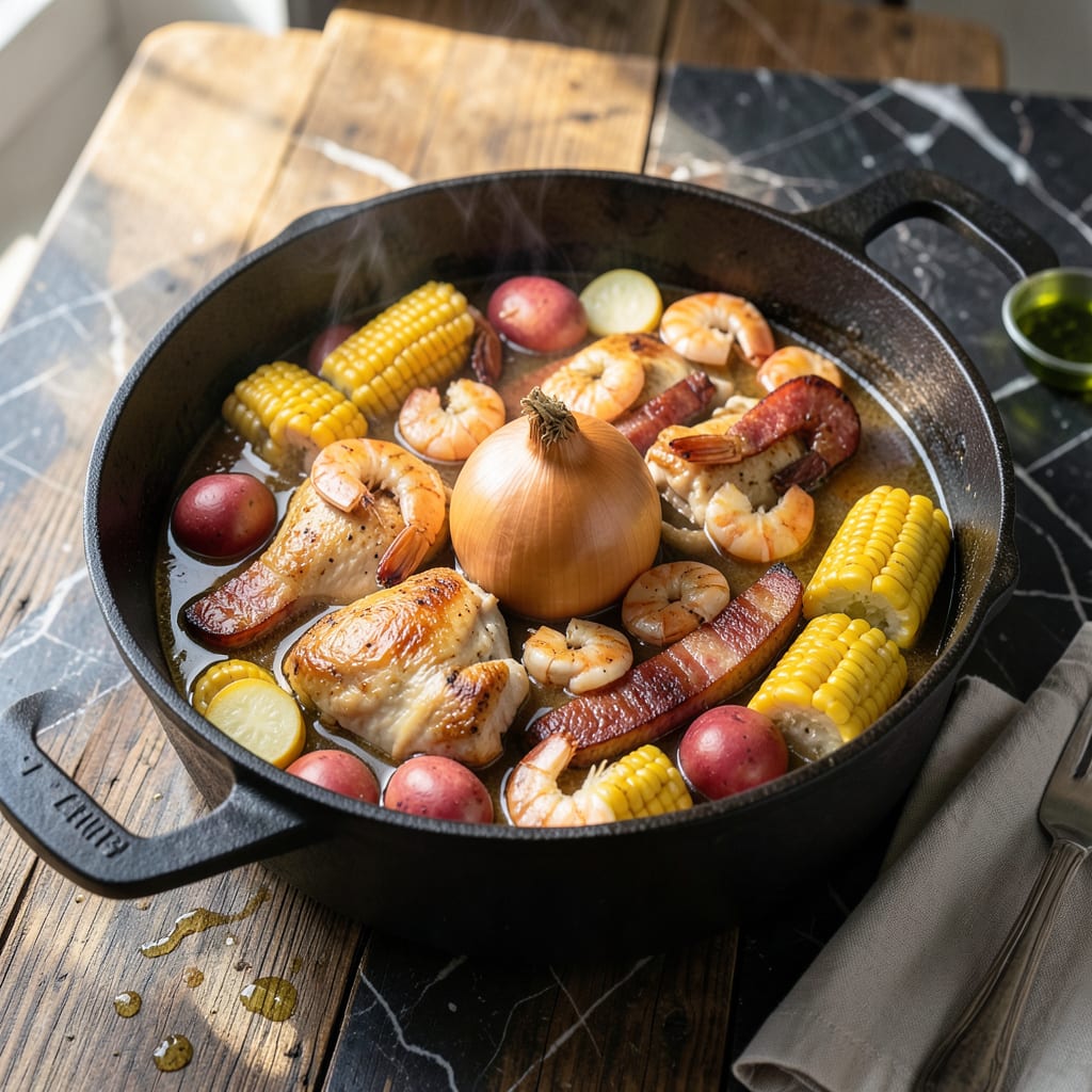 Visual representation of Cajun Chicken Boil Recipe: One Pot Spicy Gulf Coast Feast