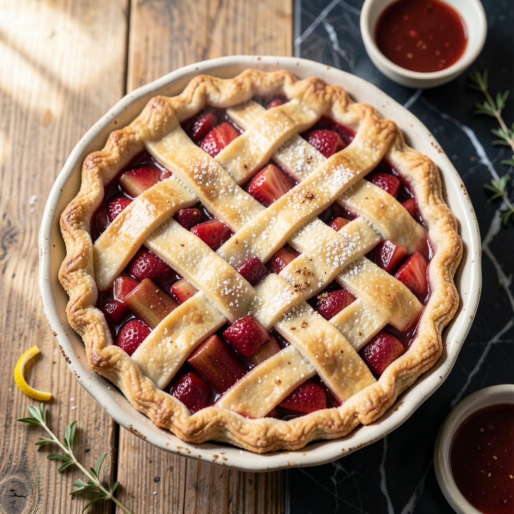 Visual representation of Canned Strawberry Rhubarb Pie Recipe: Flaky Crust With Tart Sweet Filling