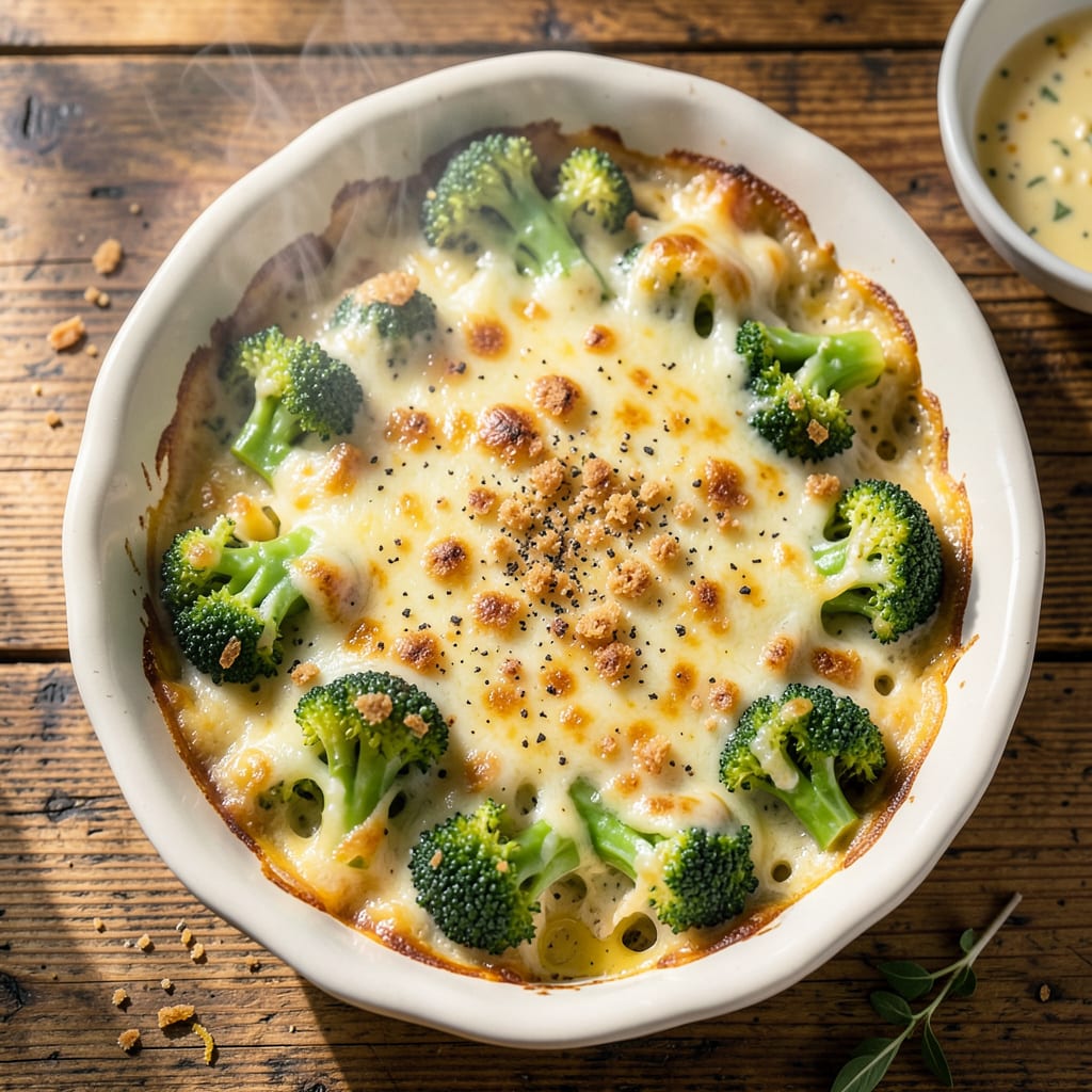 Visual representation of cheddars broccoli cheese casserole recipe