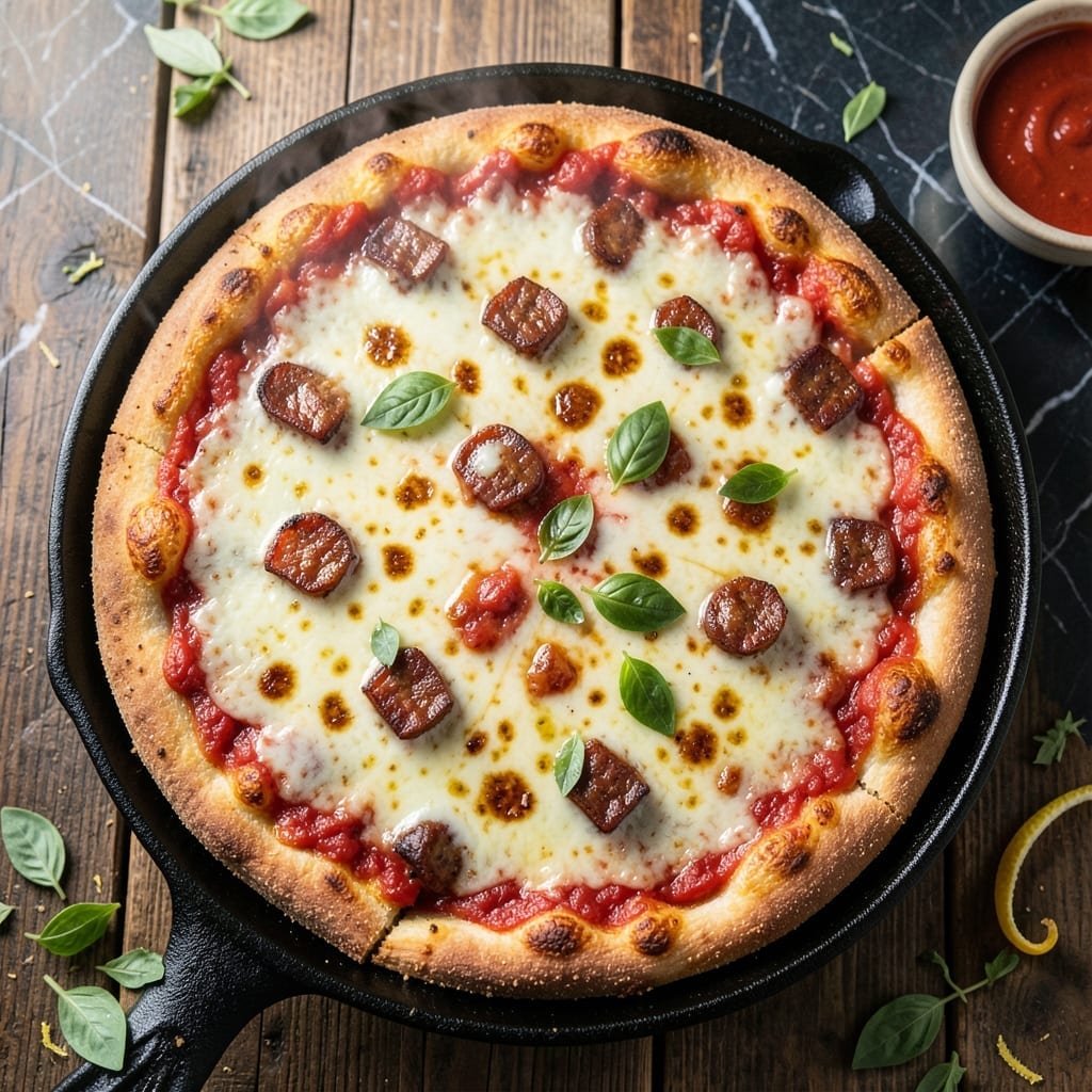 Chicago Deep Dish Pizza Recipe Cast Iron: Buttery Crust With Layered Sauce Chicago Deep Dish Pizza Recipe Cast Iron: Buttery Crust With Layered Sauce