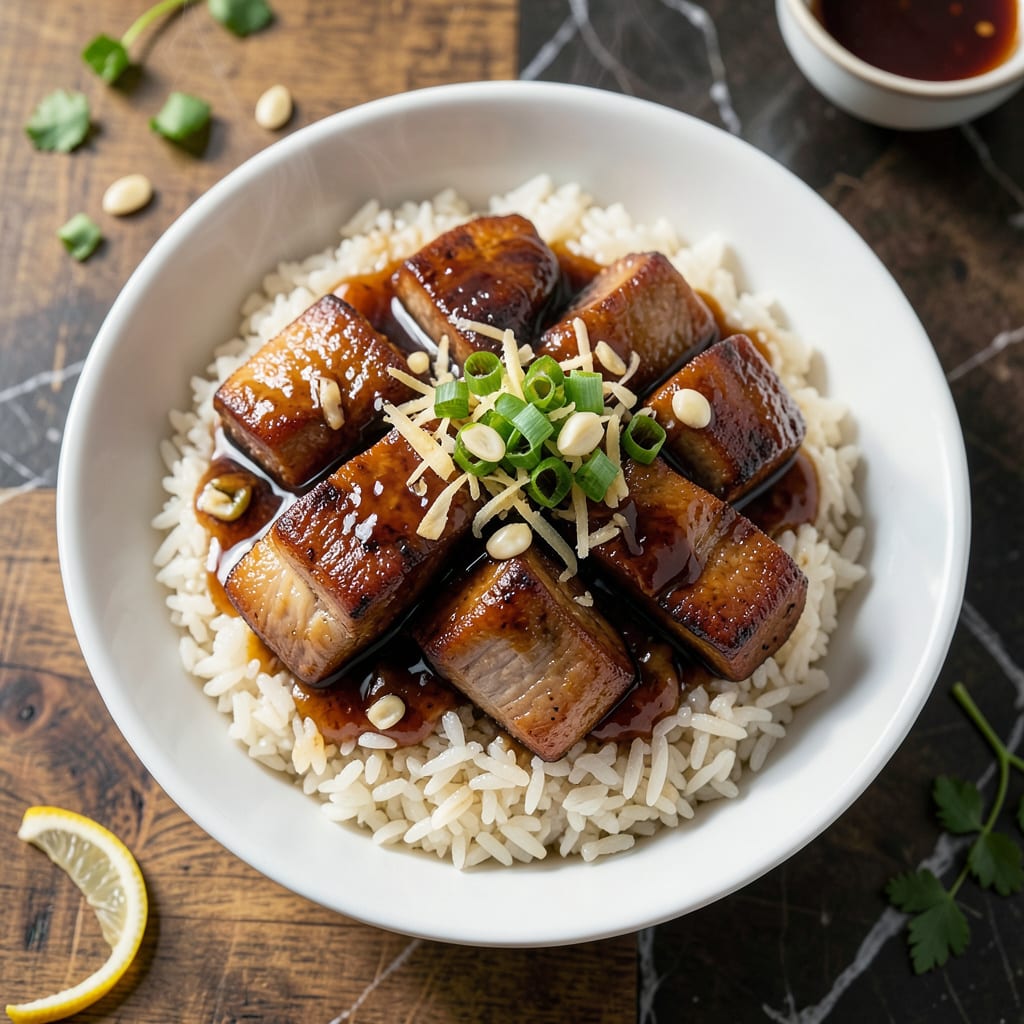 Complete Chinese Pork Steamed Rice Recipe: Wok Tossed Savory Rice with Marinated Pork overview image