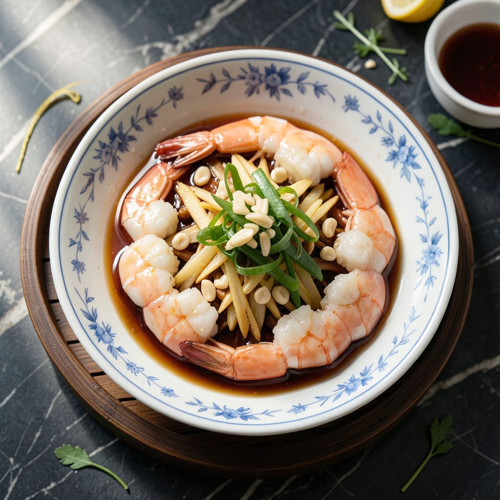 Visual representation of Chinese Steamed Shrimp Recipe: Garlic and Ginger Infused Delicacy