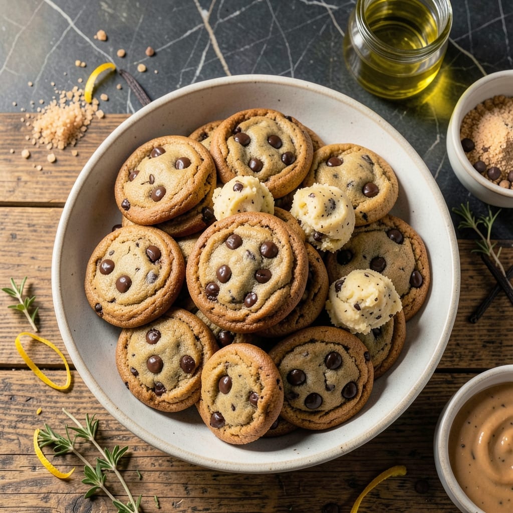 Visual representation of Chocolate Chip Cookie Recipe Without Butter or Baking Soda: Chewy and Rich With Olive Oil Swap