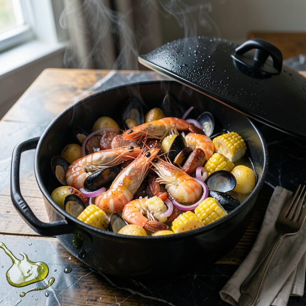 Visual representation of Christmas Steamer Pot Recipe: Festive Seafood Medley in One Pot