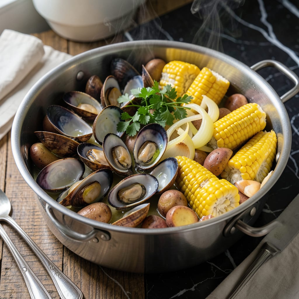 Complete Clam Steamer Pot Recipe: Briny Seafood Feast in One Pot overview image