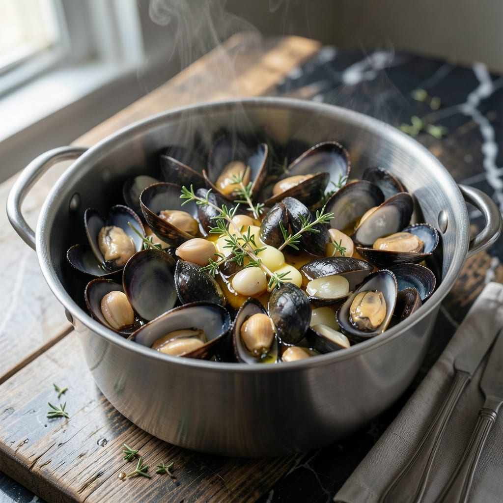 Visual representation of Clam Steamer Pot Recipe: Briny Seafood Feast with Beer and Spices