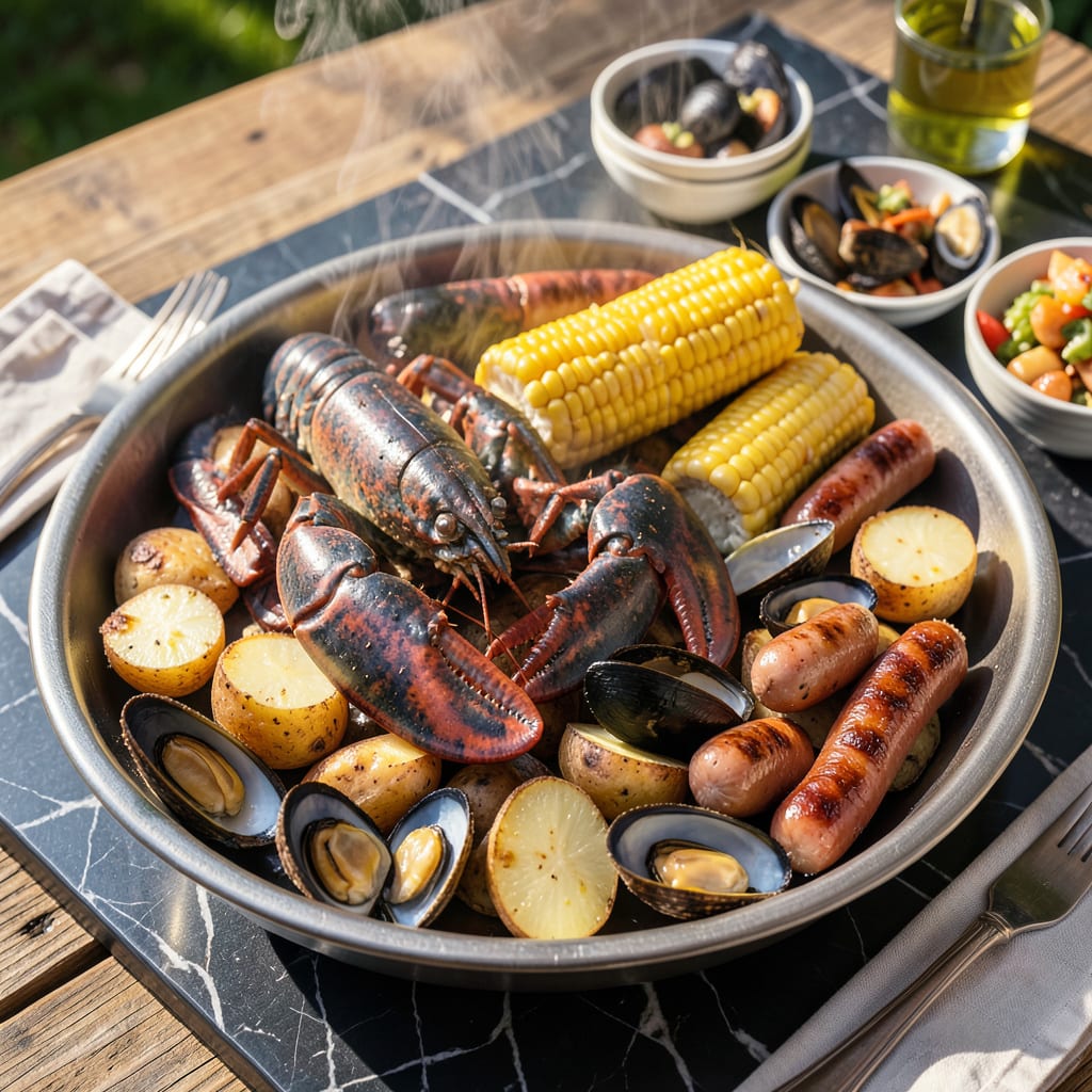Visual representation of Clambake Recipe Steamer Pot: New England Style Seafood Feast