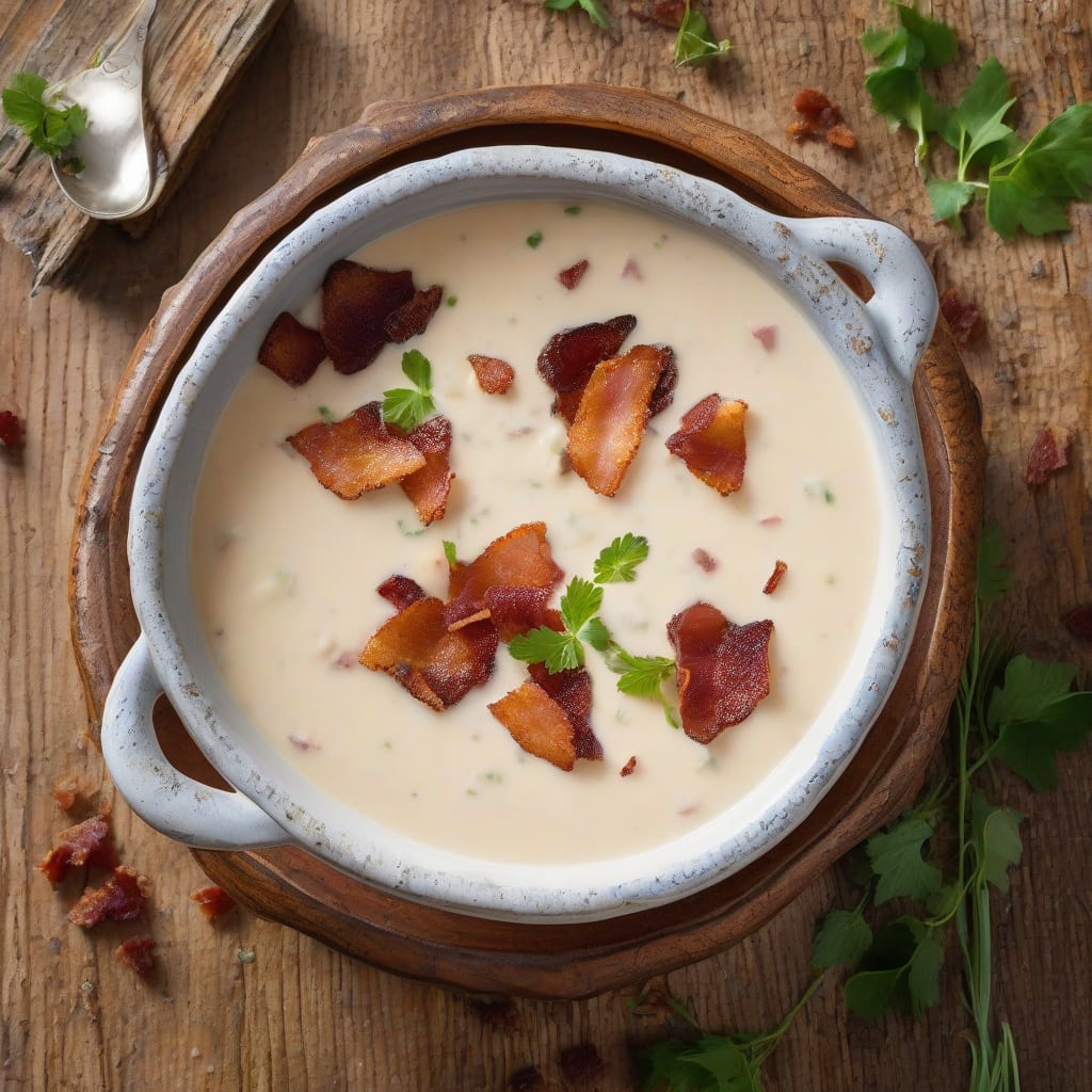Visual representation of Cream of Bacon Soup Recipe: Rich and Smoky Comfort Food