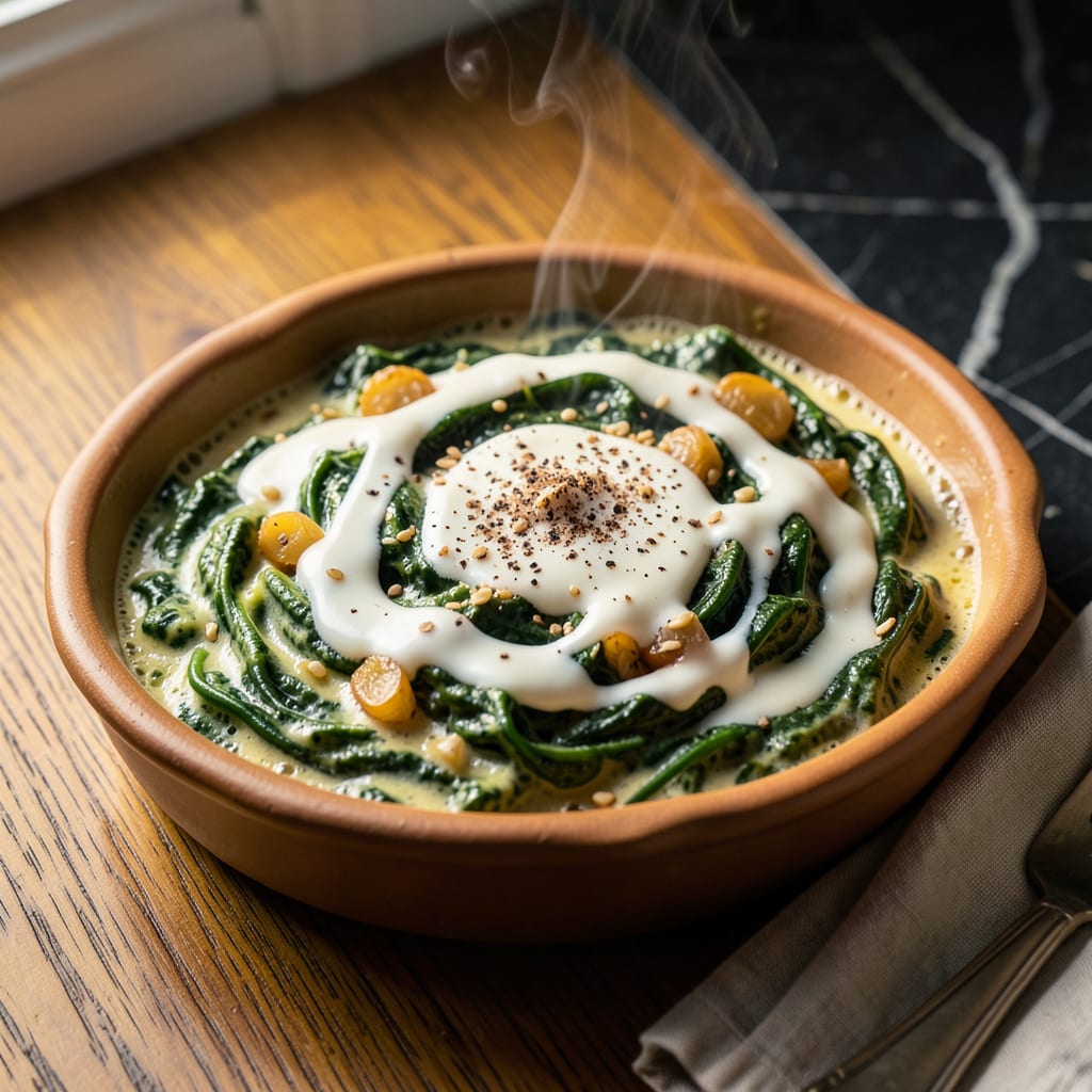 Complete creamed spinach recipe with canned spinach overview image