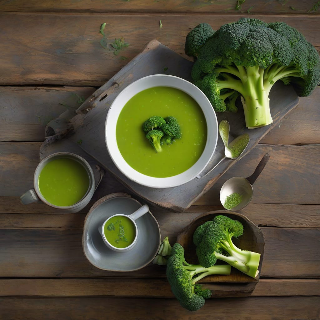 creamof broccoli soup recipe illustration with key details