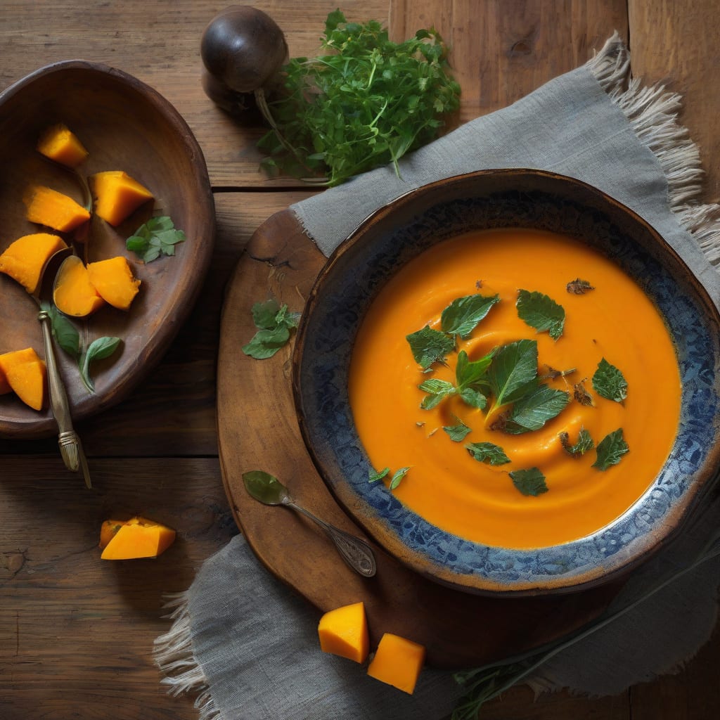 Comprehensive creamy butternut squash and tomato soup recipe visual reference