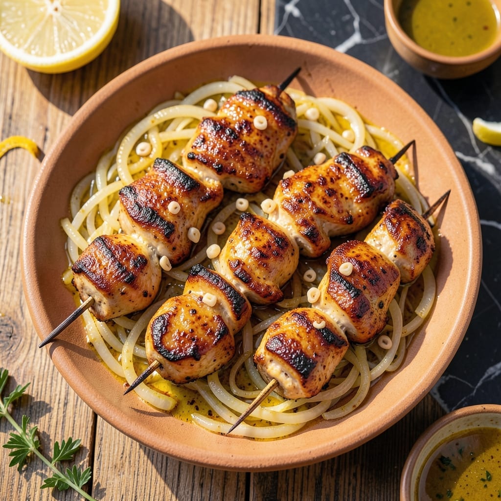 Joojeh Kabob Recipe Oven: Persian Marinated Chicken Skewers With Saffron Aroma