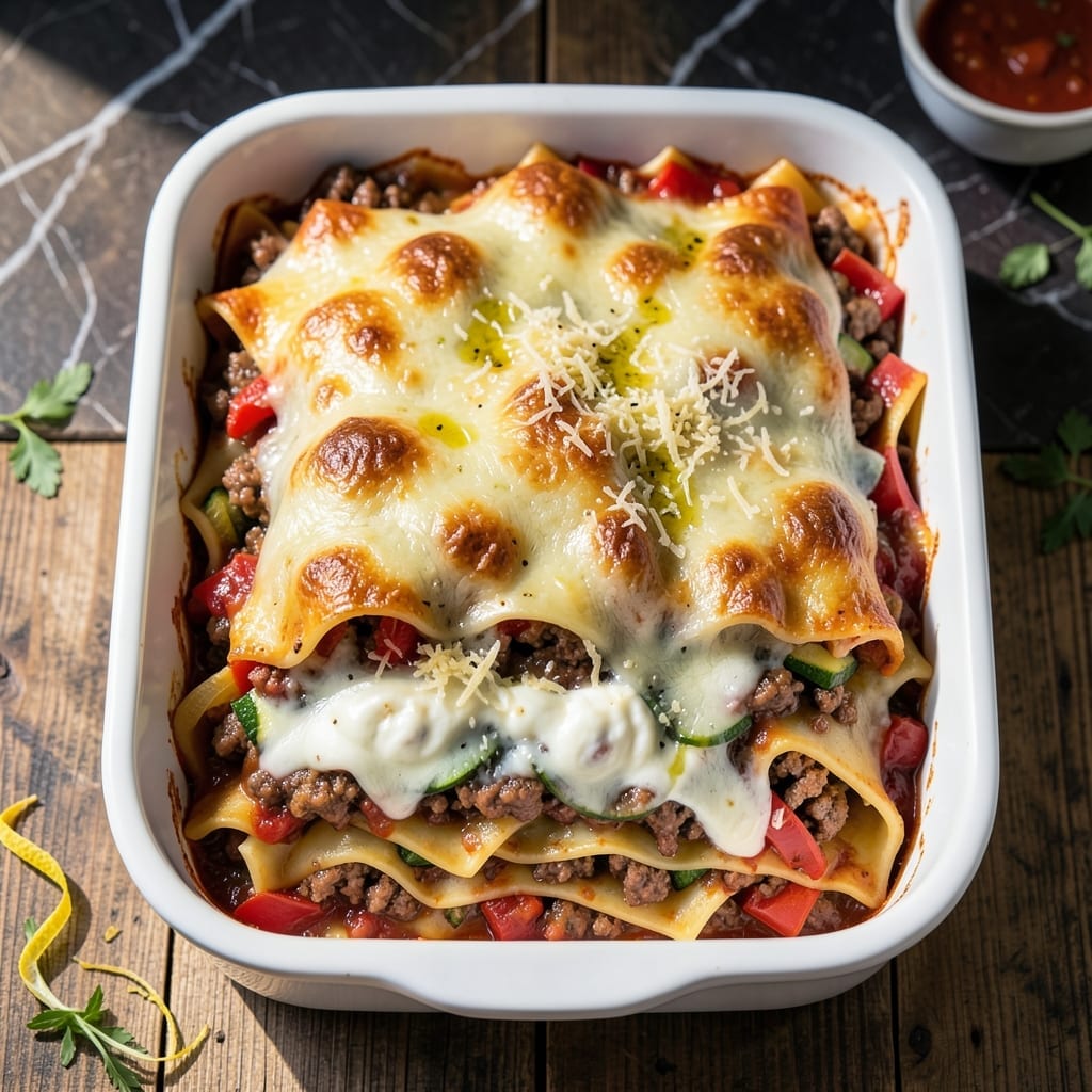 Meat and Vegetable Lasagna Recipe: Layered Garden Freshness with Rich Cheese