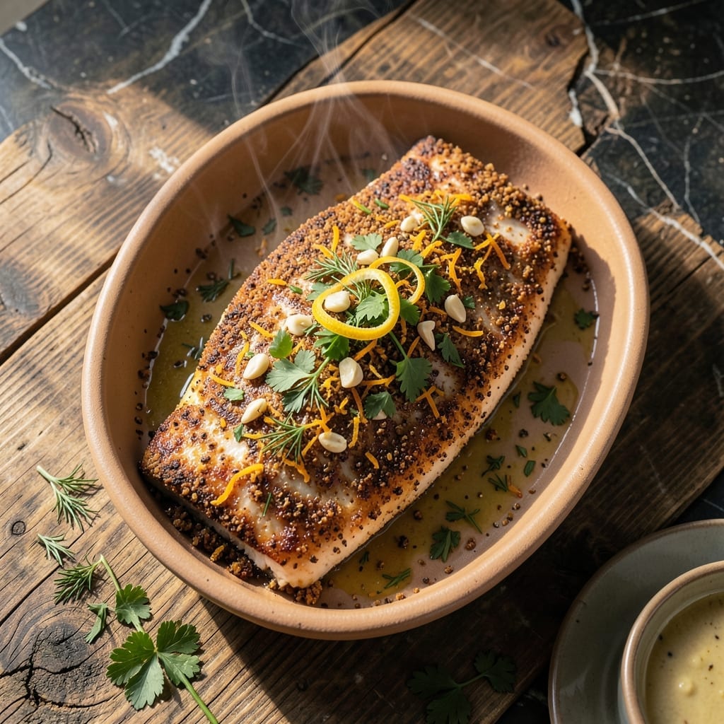 Recipe for Swordfish Baked: Mediterranean Citrus and Herb Crust Recipe for Swordfish Baked: Mediterranean Citrus and Herb Crust