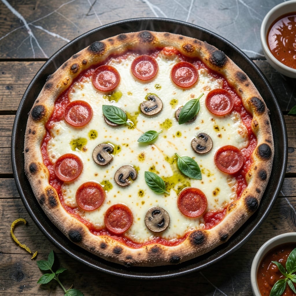 Recipe For Deep Pan Pizza: Thick Crust with Gooey Cheese Pull Recipe For Deep Pan Pizza: Thick Crust with Gooey Cheese Pull