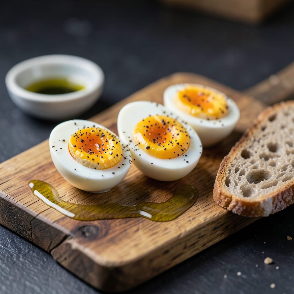 Comprehensive deviled egg recipe with vinegar visual reference