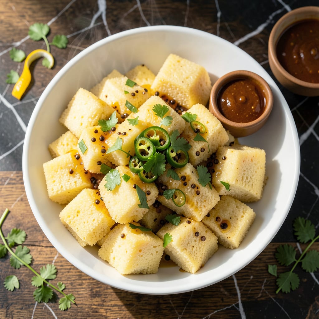 Dhokla Recipe Without Steamer: Fluffy Clouds in a Microwave example with annotations