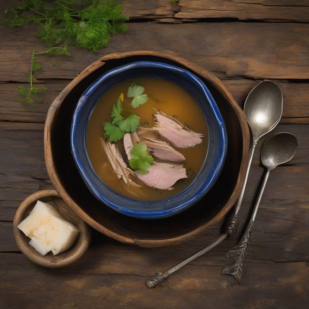 Visual representation of duck soup recipe from carcass