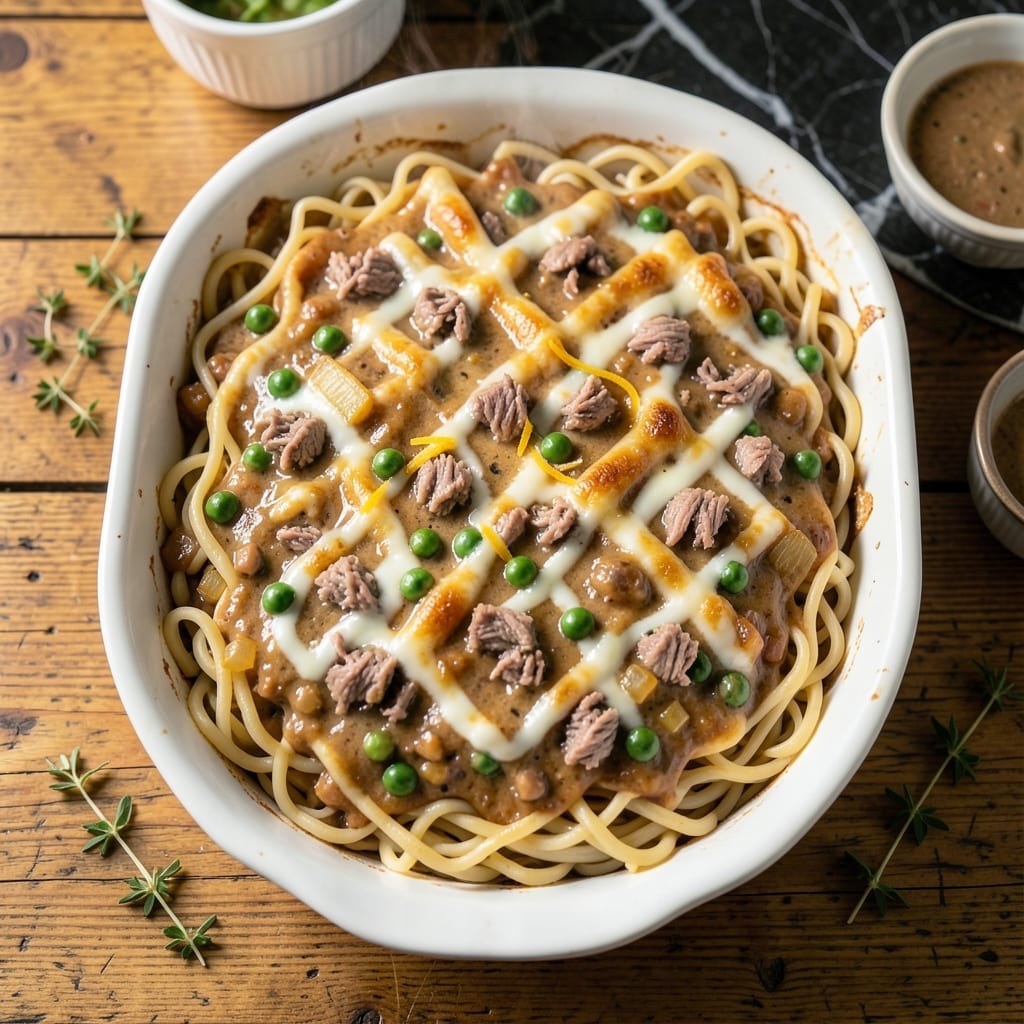 Tuna Casserole Recipe With Mushroom Soup: Nostalgic Creamy Bake With Crispy Topping Tuna Casserole Recipe With Mushroom Soup: Nostalgic Creamy Bake With Crispy Topping