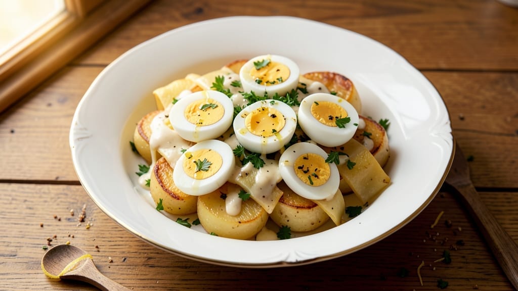 1903 Salad Recipe: Vintage Creamy Potato and Egg Masterpiece 1903 Salad Recipe: Vintage Creamy Potato and Egg Masterpiece