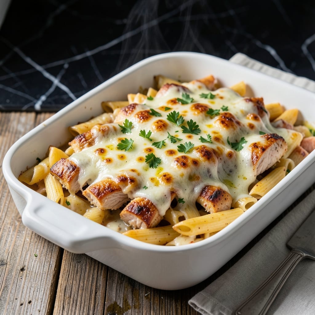 Chicken Pasta Recipe Baked: Three-Cheese Golden Crust in One Pan