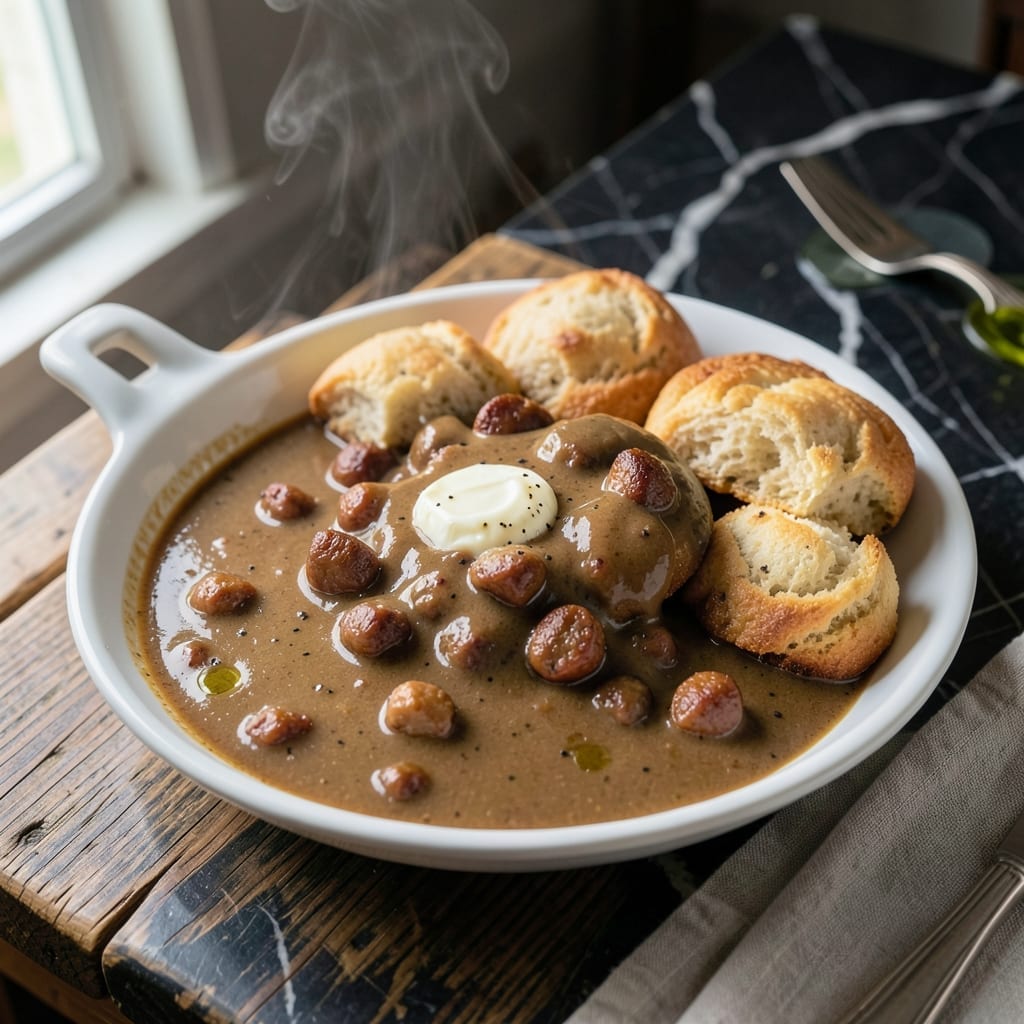 Tudor's Biscuit World Gravy Recipe: Country-Style Sausage Infusion Tudor's Biscuit World Gravy Recipe: Country-Style Sausage Infusion