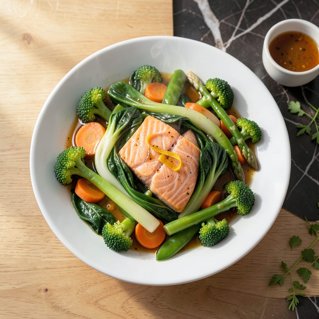 Foods You Steam: Nutrient Packed Meals in Minutes illustration with key details