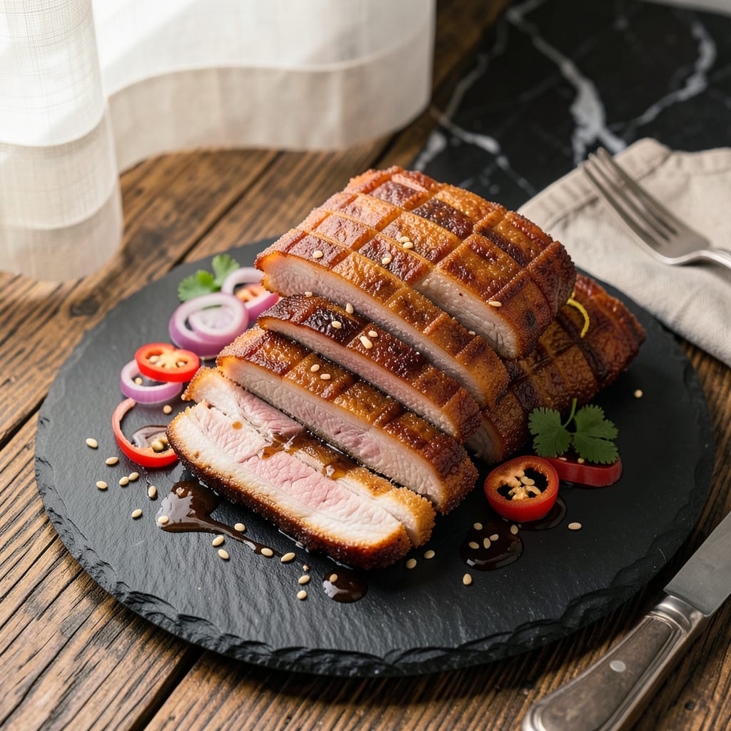 Visual representation of fried pork belly recipe