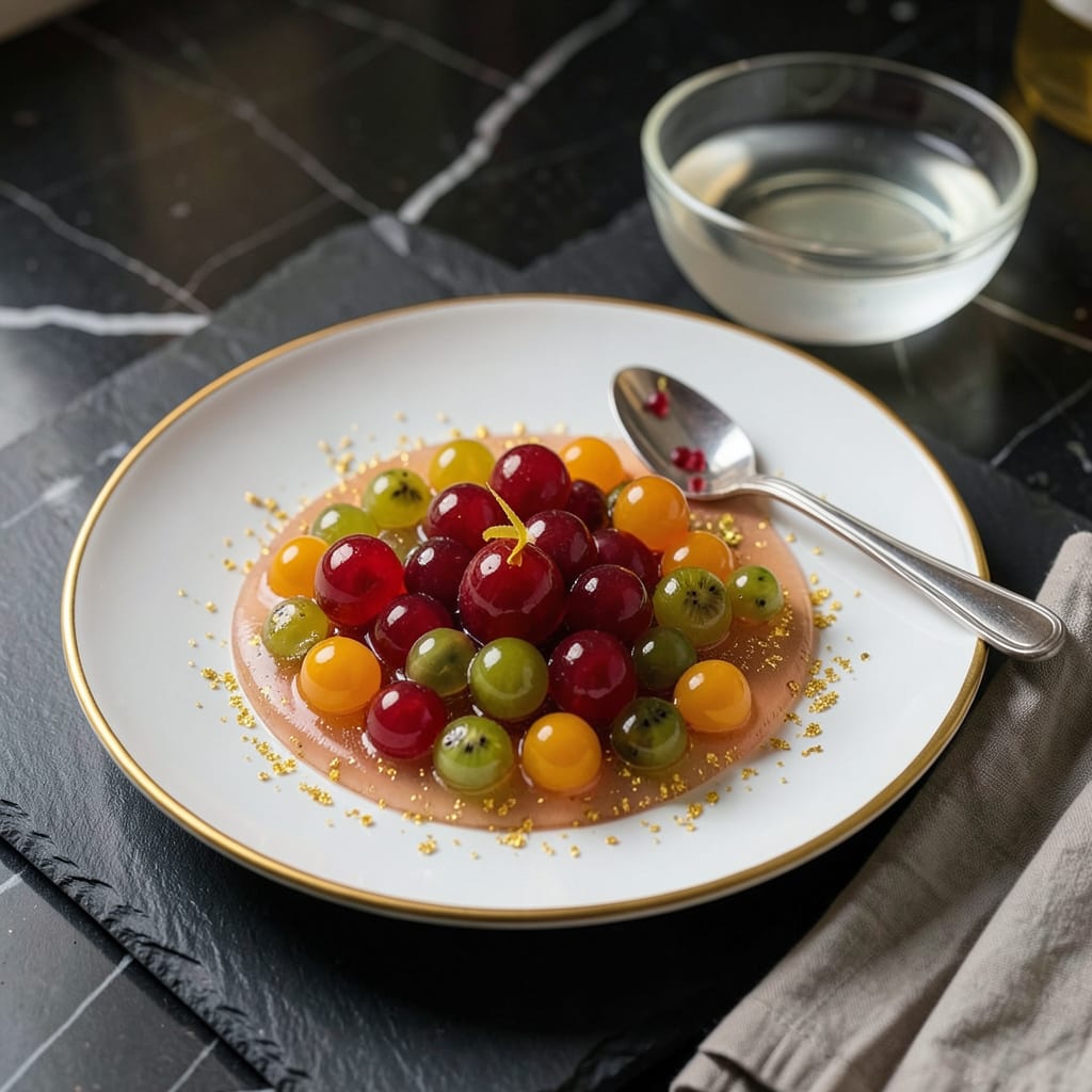 Visual representation of Fruit Caviar Recipe: Bursting Juice Pearls for Dessert Garnishes
