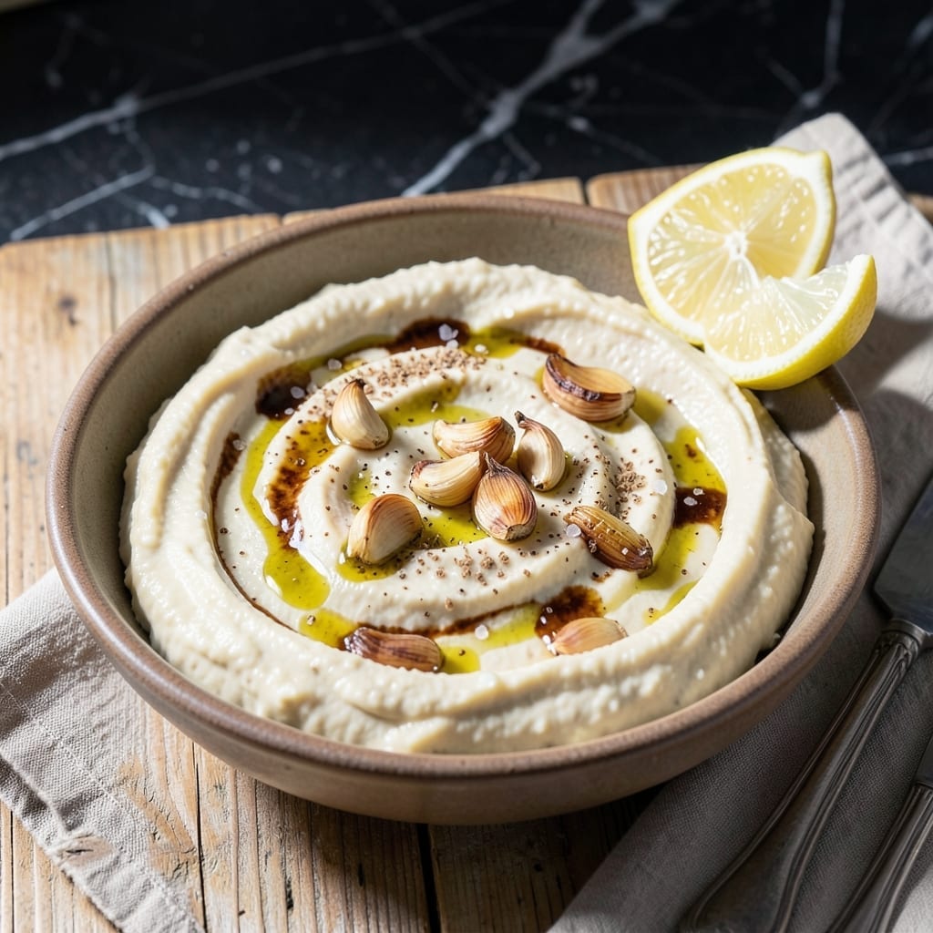 Garlic Hummus Recipe No Tahini: Creamy Spread With Roasted Clove Punch Garlic Hummus Recipe No Tahini: Creamy Spread With Roasted Clove Punch
