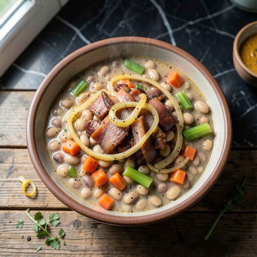 Visual representation of Ham and Beans Recipe Crock Pot: Slow Cooked Smoky Comfort