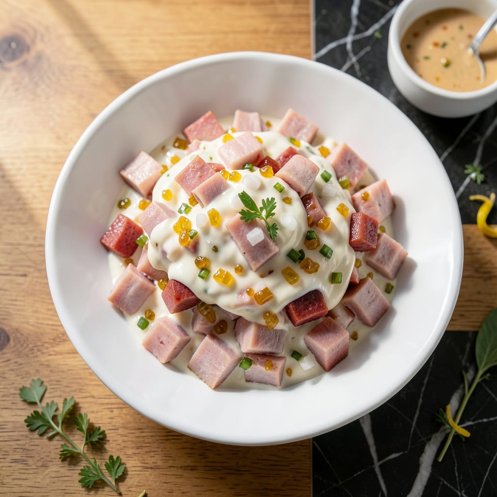 Visual representation of Ham Salad Recipe With Bologna: Classic Deli Style Spread With a Twist