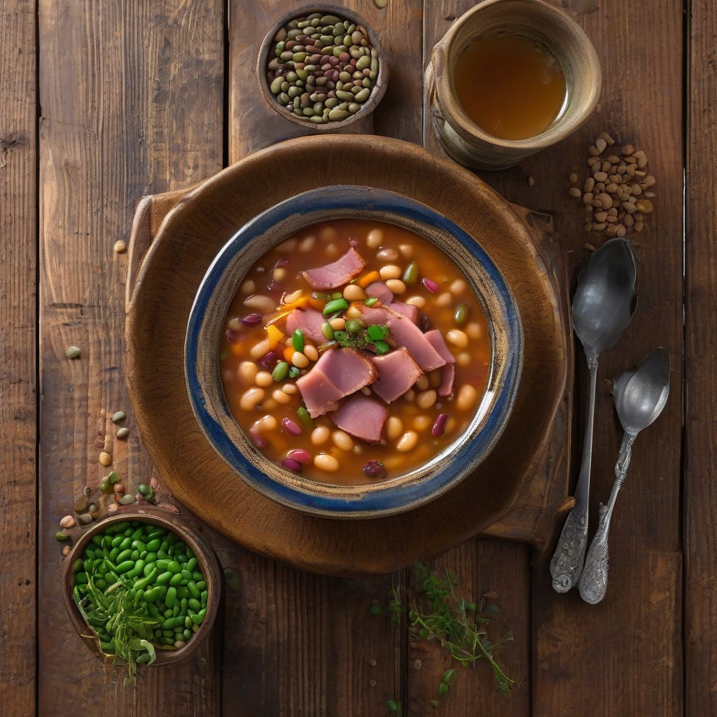 honey baked ham mixed bean soup recipe example with annotations