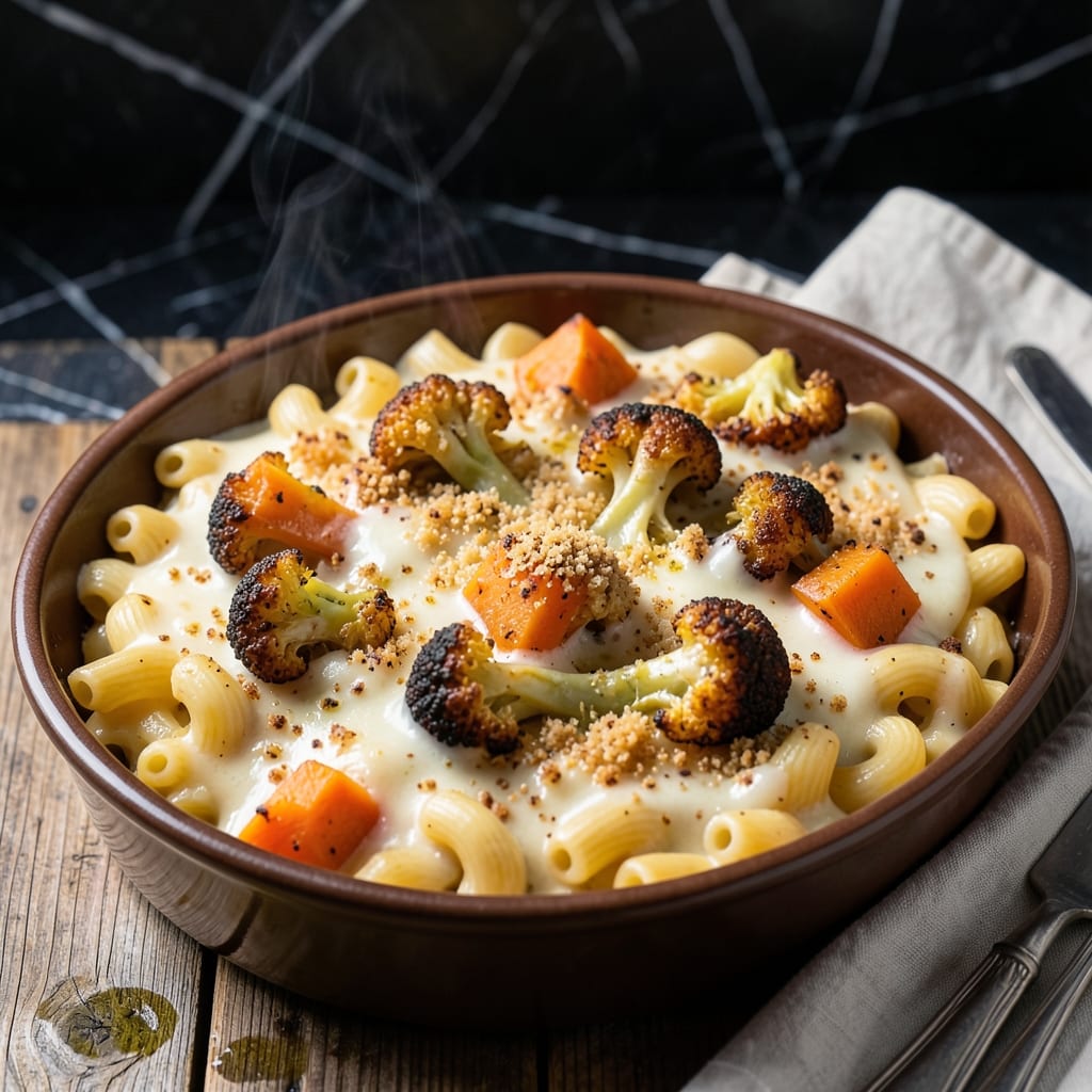 Jamie Oliver's Mac and Cheese Recipe: Ultra Creamy Bake With Hidden Veggies illustration with key details