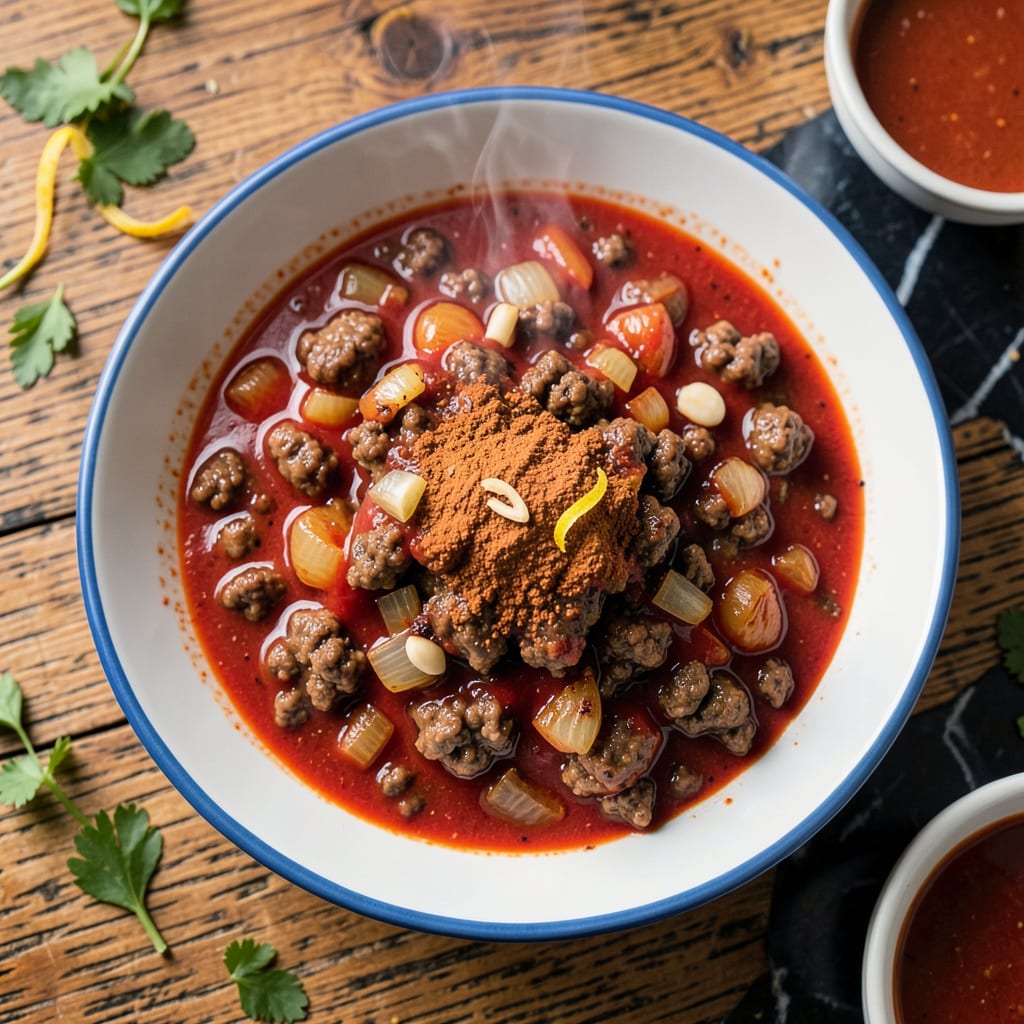 Visual representation of Jeff's Hot Dog Chili Recipe: Smoky, Meat Packed Topping for Game Day