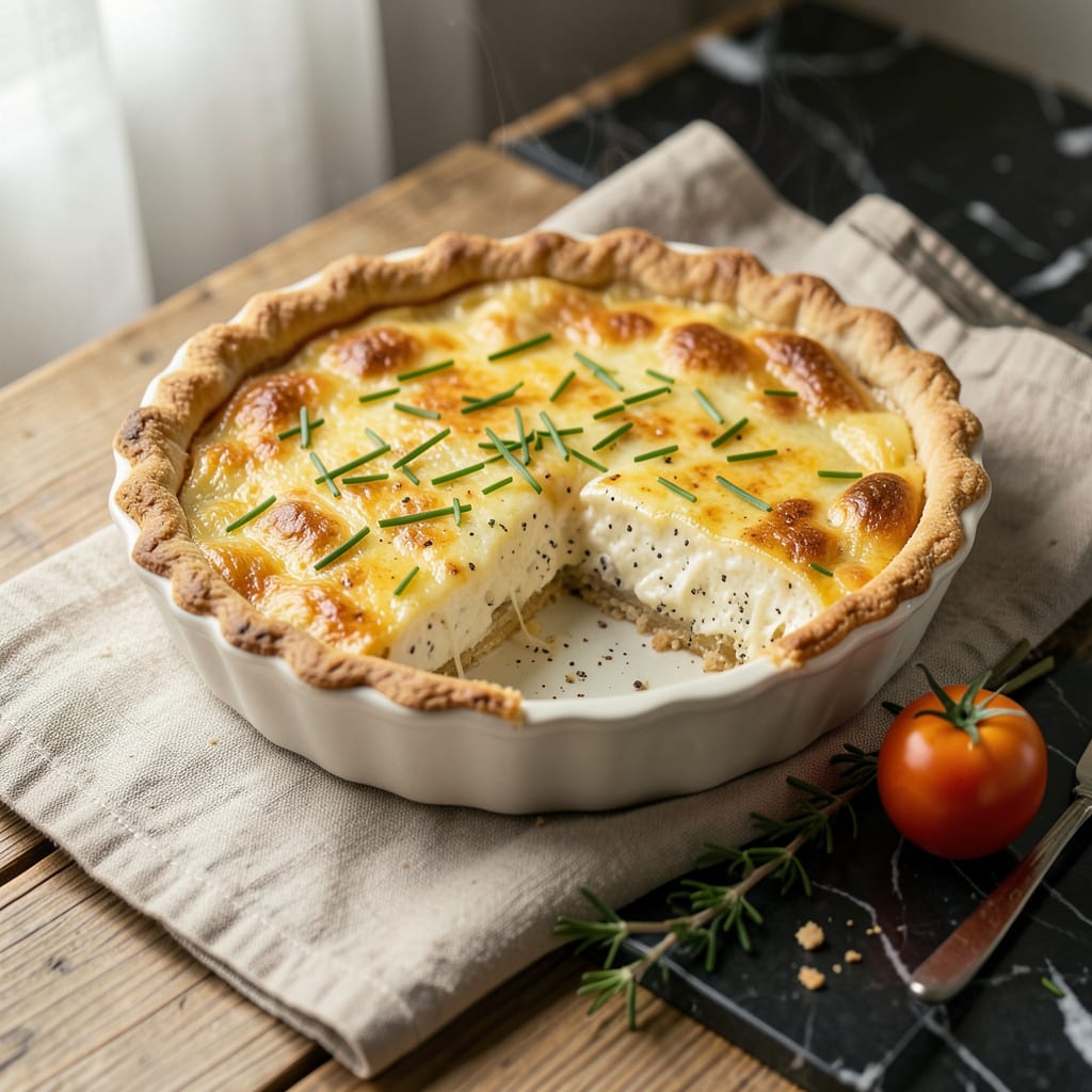 Joanna Gaines' Quiche Recipe: Flaky Crust and Creamy Custard Perfection illustration with key details