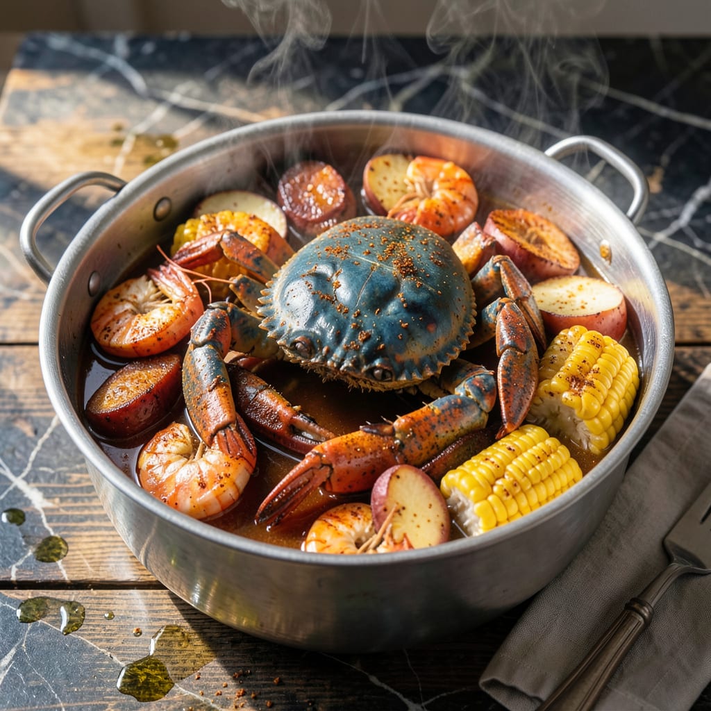 Joe's Crab Shack Steam Pot Recipe: Seafood Boil with Cajun Spice example with annotations