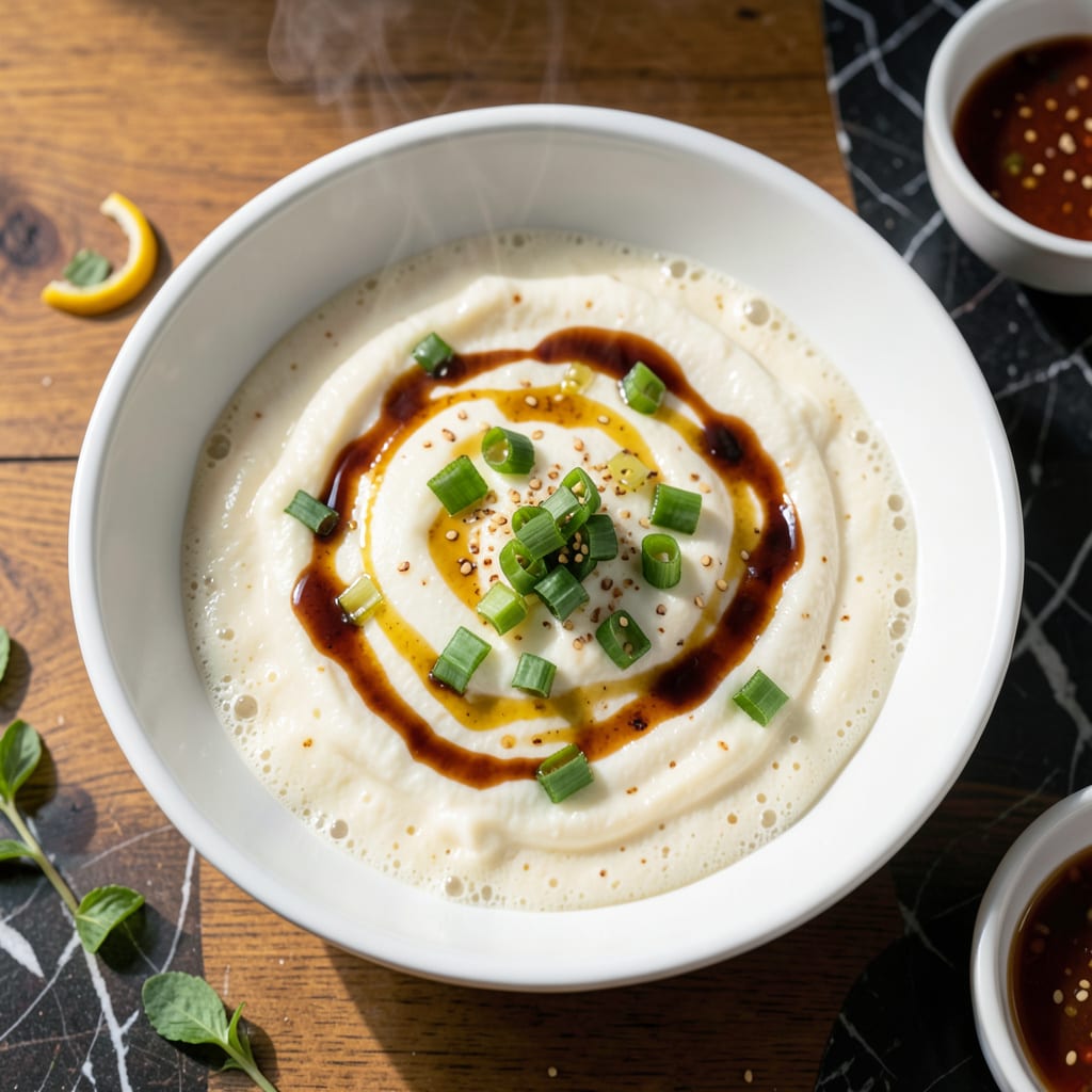 Visual representation of Korean Steam Egg Recipe: Fluffy Clouds With Green Onion Swirls