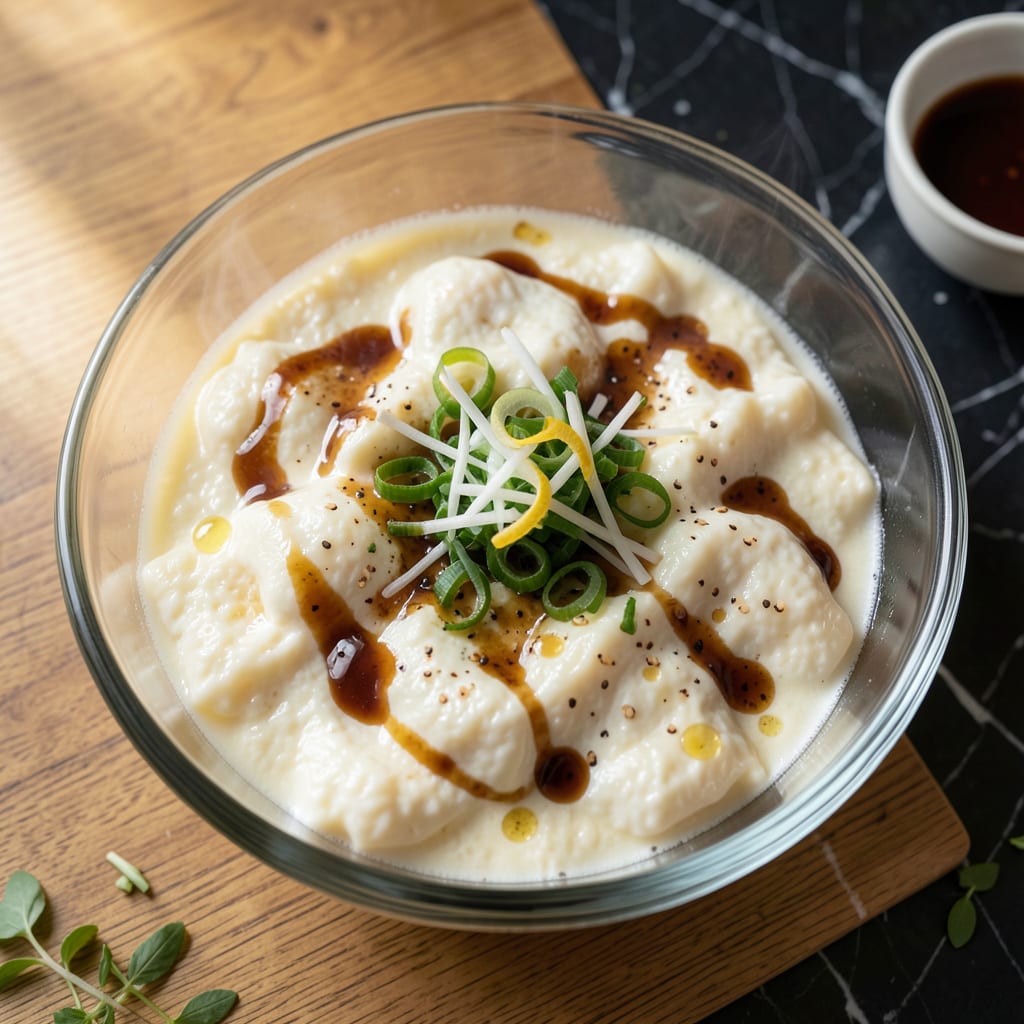 Korean Steamed Egg Recipe Without Earthenware Bowl: Silky Clouds With Scallion Depth example with annotations