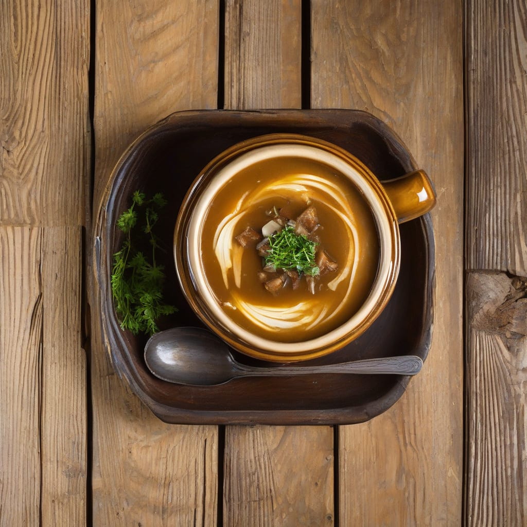 La Madeleine's French Onion Soup Recipe: Caramelized Onions and Rich Broth illustration with key details