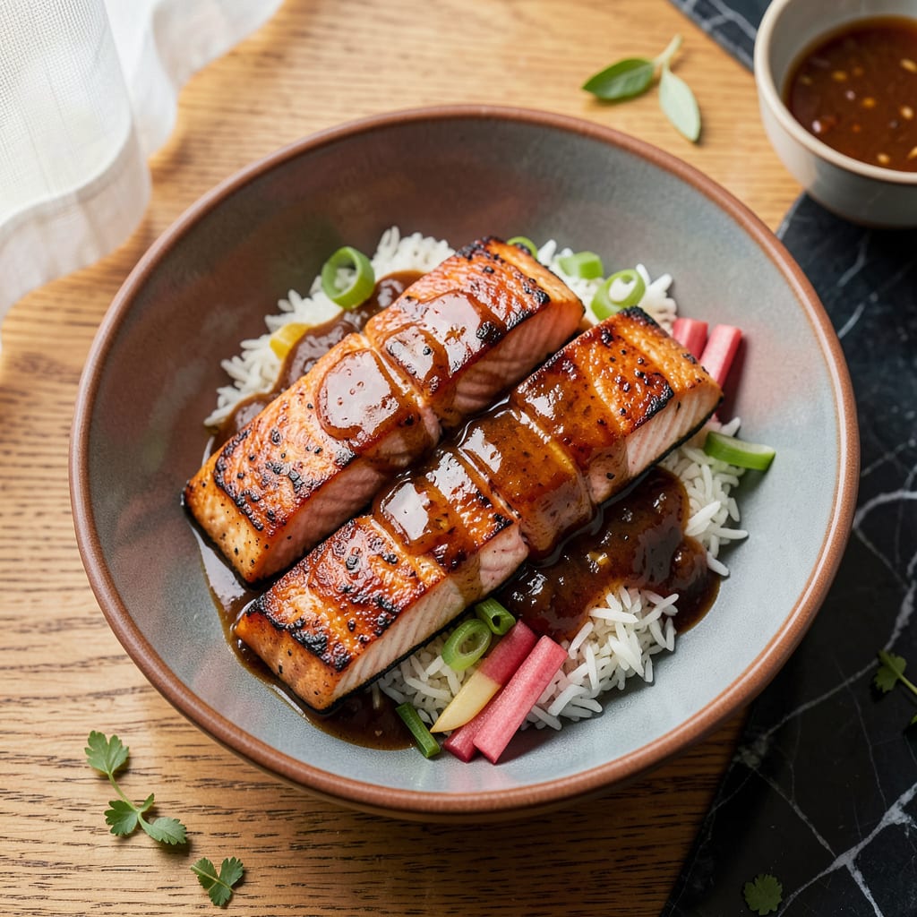 Visual representation of maple bbq salmon recipe