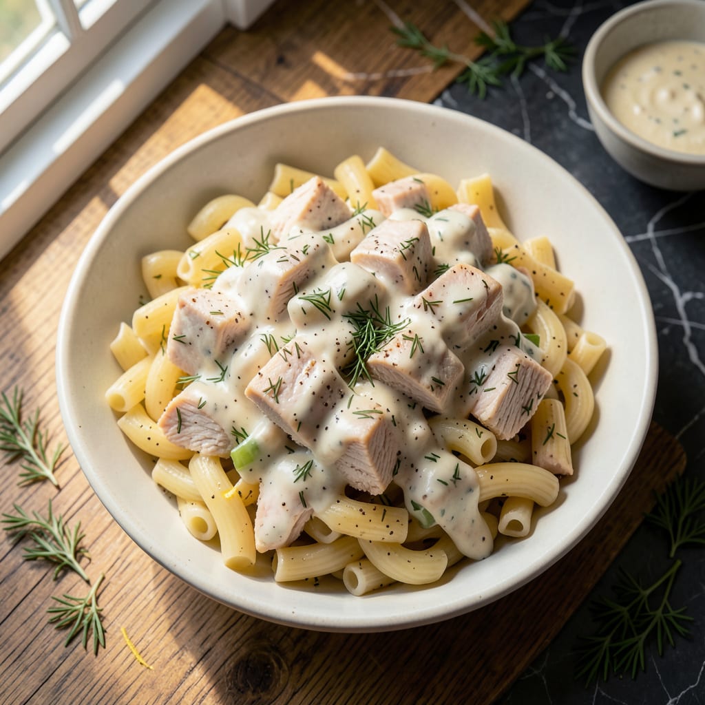 Mark's Feed Store Chicken Pasta Salad Recipe: Creamy Ranch Dressing with Garden Fresh Veggies detailed visual guide