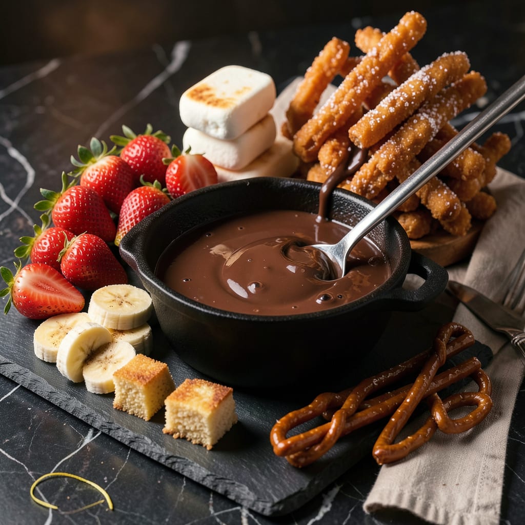 Visual representation of Melting Pot Original Chocolate Fondue Recipe: Velvety Dip for Fruit and Treats