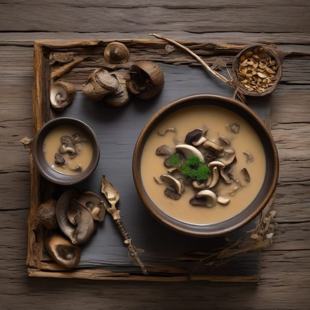 mushroom soup from dried forest mushrooms recipe example with annotations