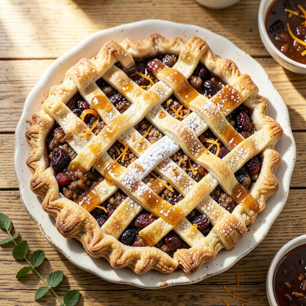 None Such Mincemeat Pie Recipe: Old Fashioned Spiced Holiday Tradition illustration with key details