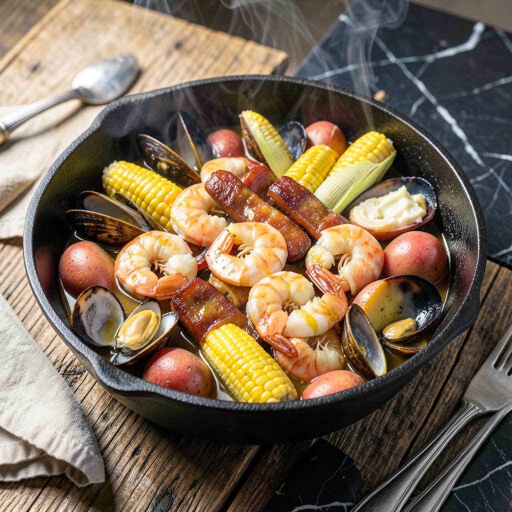 Old Bay Steam Pot Recipe: Coastal Seafood Boil in One Pot example with annotations