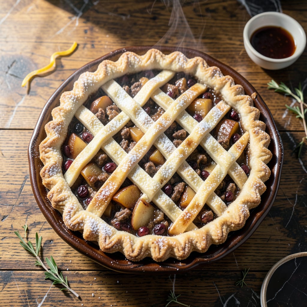 Complete old fashioned mincemeat pie recipe from 1798 overview image