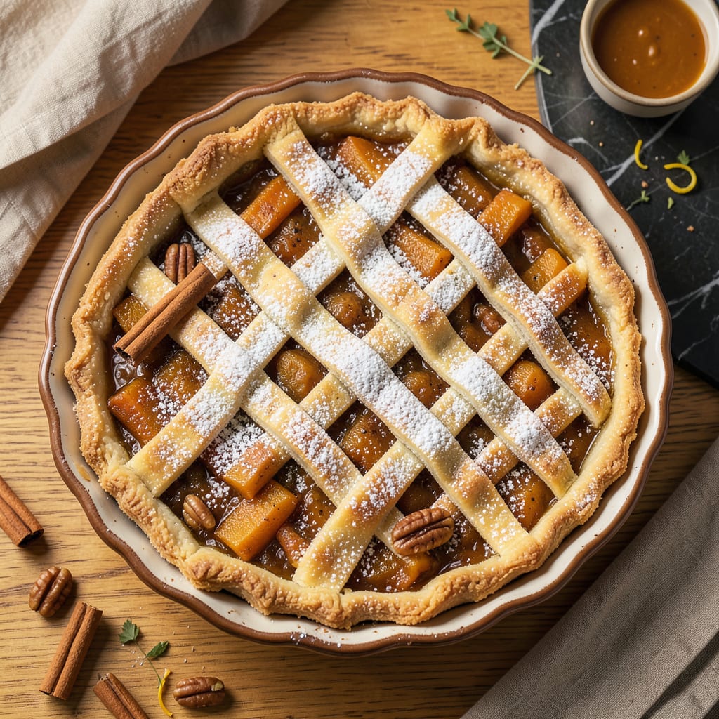 One Pie Squash Pie Recipe: Creamy Spiced Filling in a Flaky Crust example with annotations