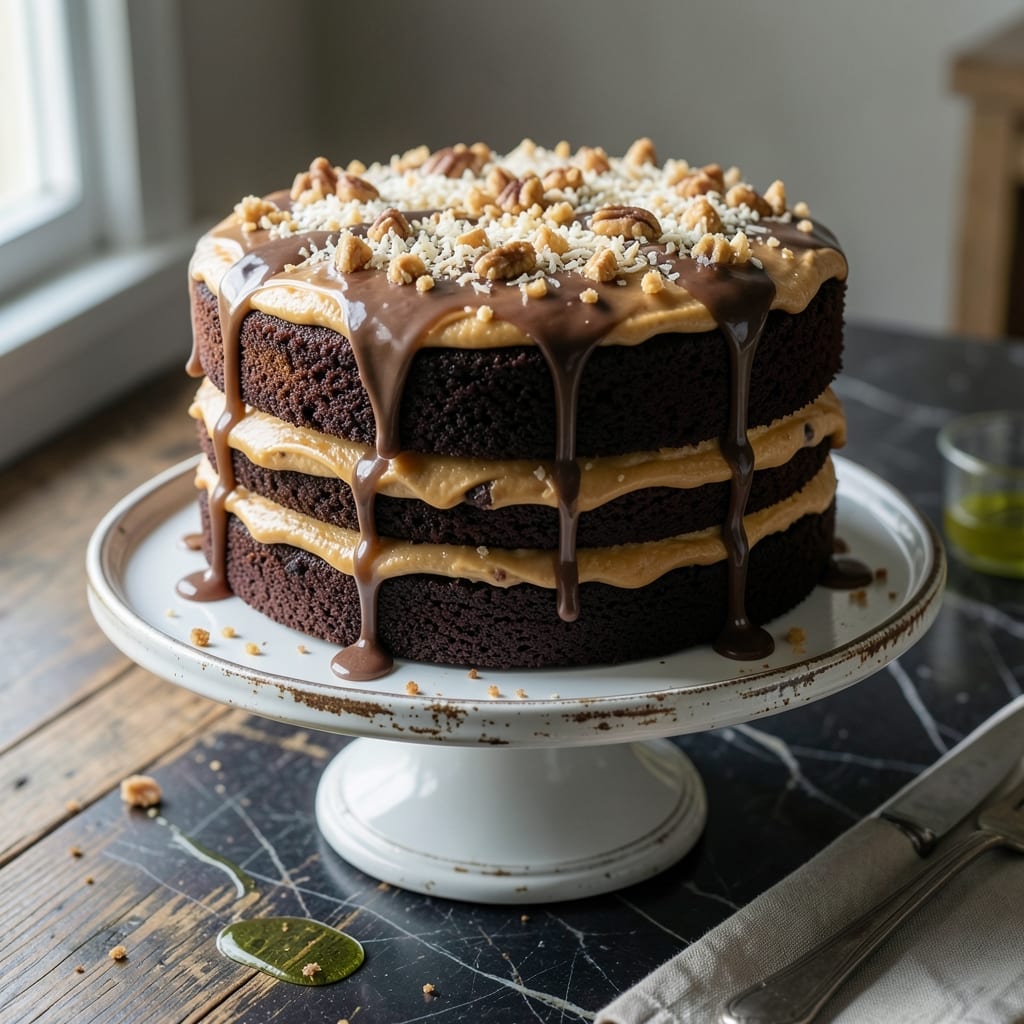 Original German Chocolate Cake Recipe 1957: Pecan-Coconut Frosted Vintage Treasure