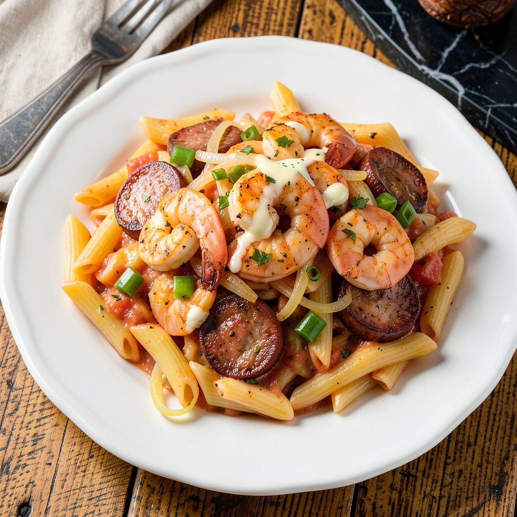 Visual representation of pasta mardi gras pappadeaux recipe